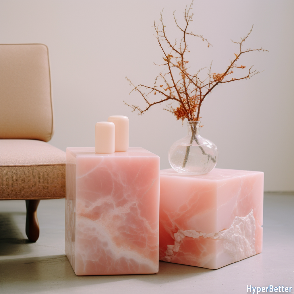 Living Room Furniture pink onyx marble coffee table cube Side Table Pedestal Sculpture