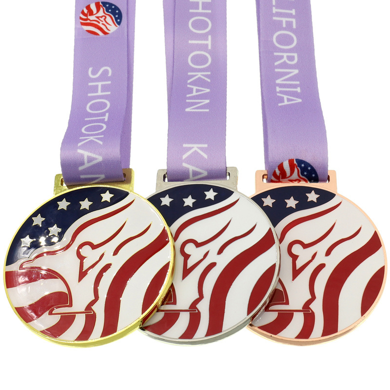 Custom Design Gold Silver Copper Blank 3D Medal for Sport Competition with ribbon