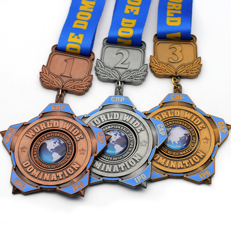 Custom Design Gold Silver Copper Blank 3D Medal for Sport Competition with ribbon