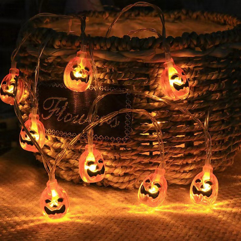 USB Rechargeable & Battery Operated 8 Modes LED Pumpkin Lights Orange Waterproof Halloween String Lights