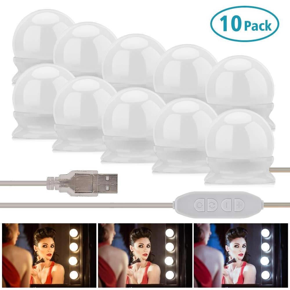 DIY Hollywood Style Makeup Lights 10 Large Dimmable Light Bulbs Stick on LED Bathroom Vanity Mirror Lights