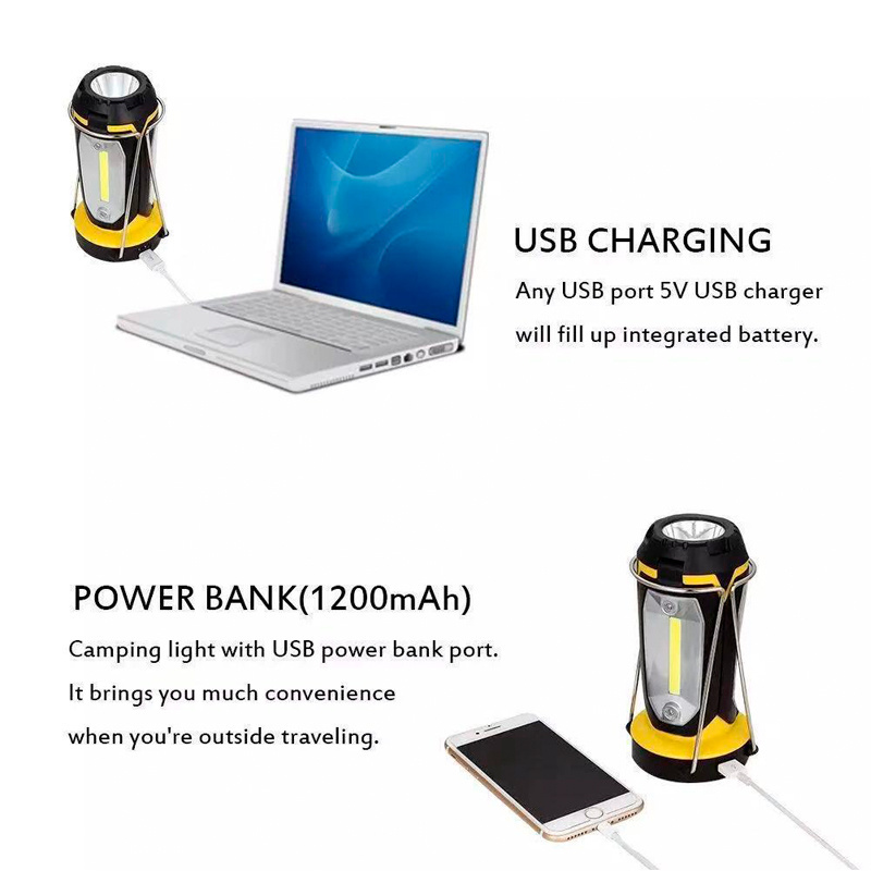 USB Rechargeable Built-in Battery 2200mAh Power Bank Super Bright COB Working Lamp Portable Camping Lantern LED Camping Light