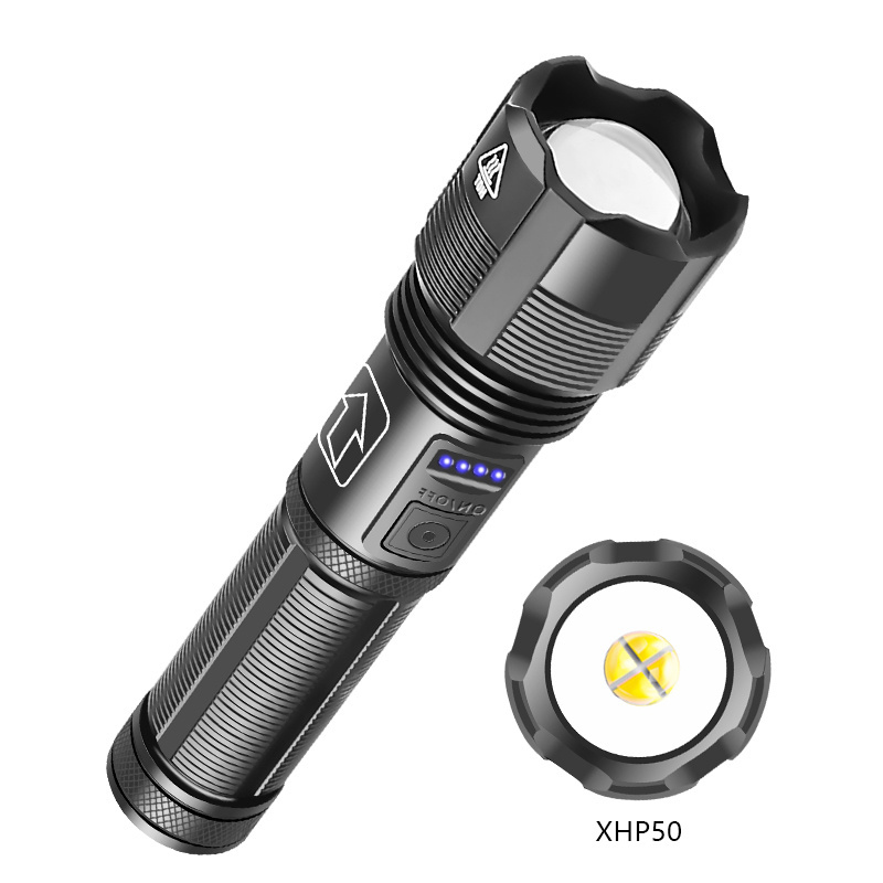 Waterproof 5 Modes Powerful Handheld Flashlight High Lumen XHP50 Rechargeable LED Tactical Flashlight for Camping Hiking Hunting