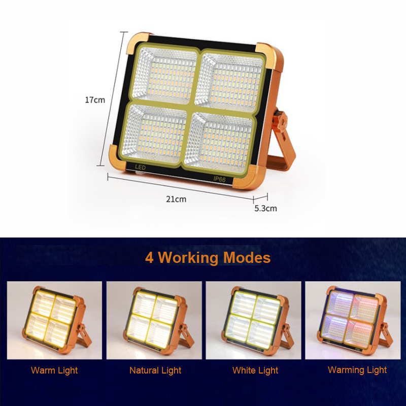 336 LEDs 12000mAh Battery 4 Lighting Modes Waterproof Magnetic Base Portable Solar LED Work Light Solar Flood Light