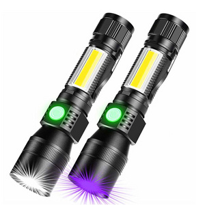 Type-C Rechargeable Ultraviolet Black Light Flashlight Magnet Base Zoom LED 395nm UV Flashlight with COB Light