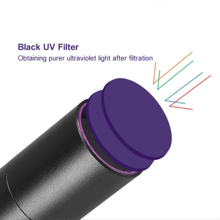 Black Filter Mini UV Flashlight 365nm UV Portable Ultraviolet Black Light AA Battery Powered UV Flashlight