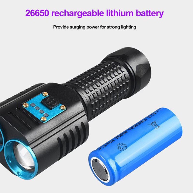 365nm Black Light & White Light 2 in1 LED Tactical UV Flashlight Type C USB Rechargeable Power Bank Ultraviolet LED Flashlight