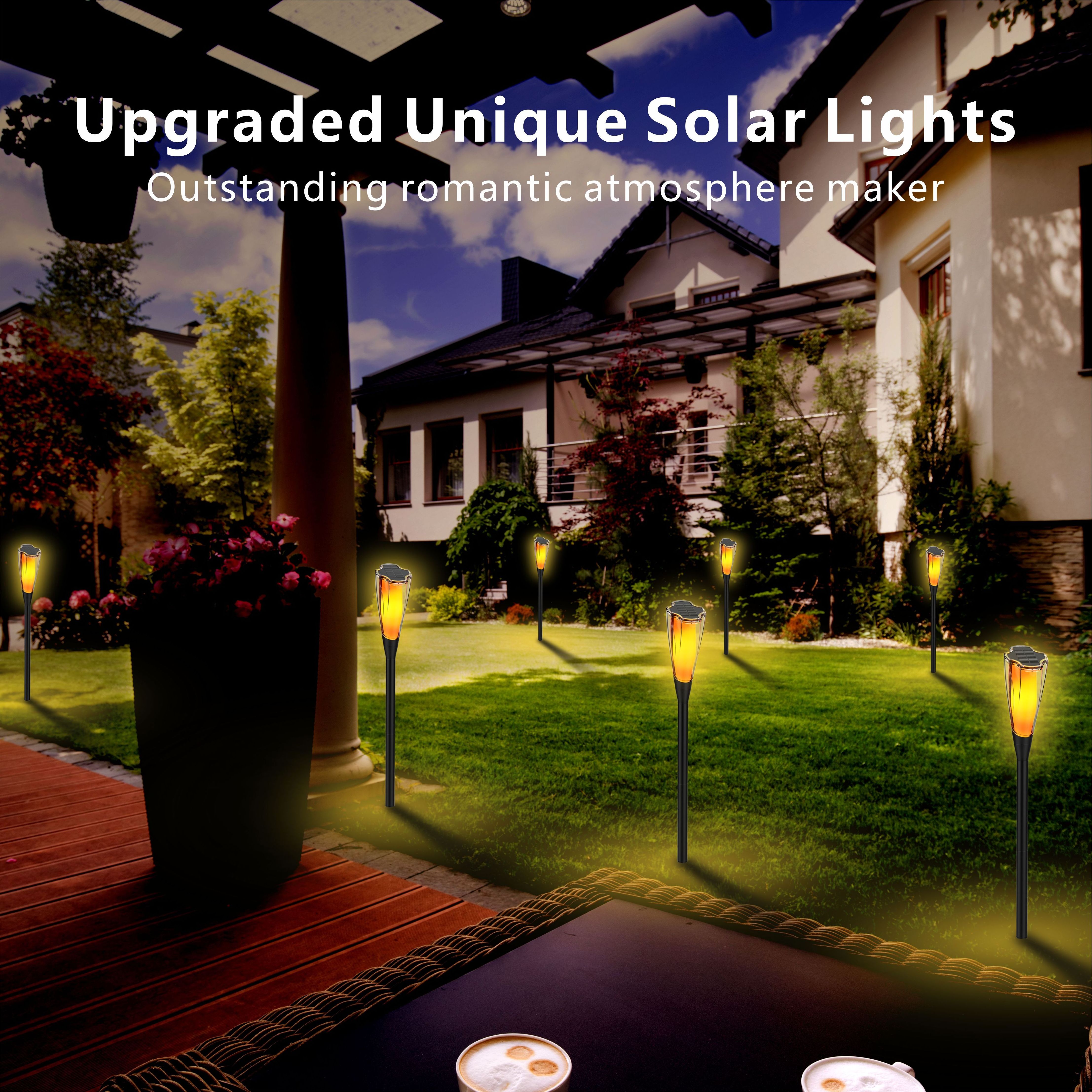 Waterproof Solar Powered Outdoor Garden Decoration Lights Large Size Pathway Yard Garden Flickering Flame Solar Torch Light