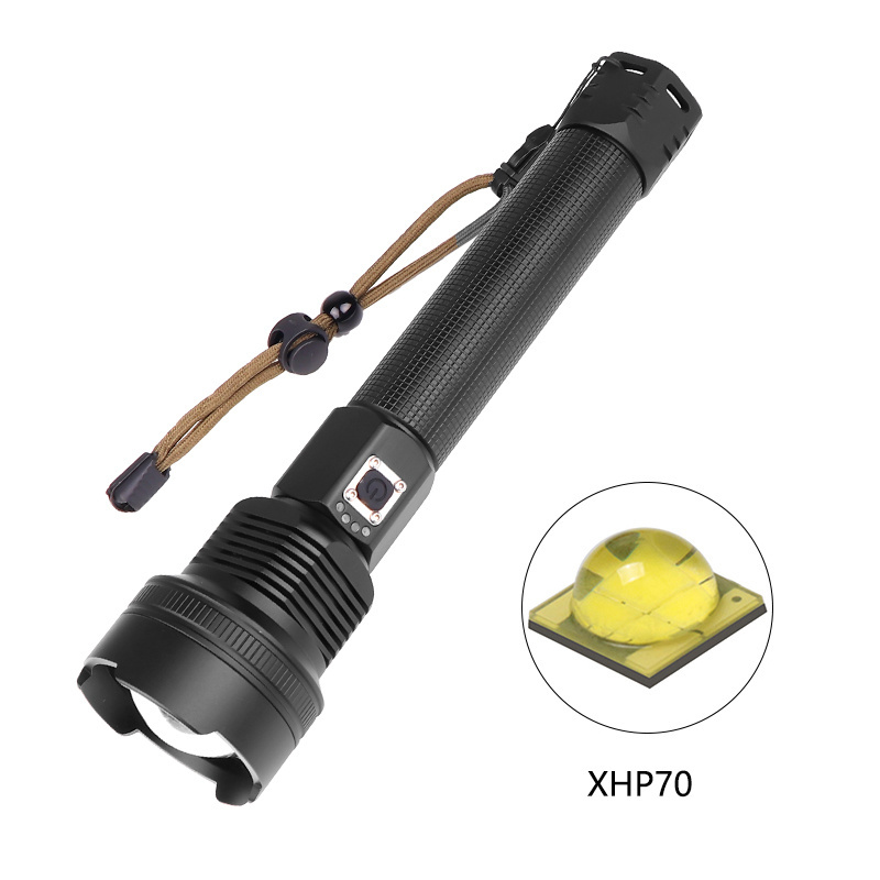 18650 26650 Battery Powered Flashlight Brightest XHP70 LED USB Rechargeable Most Powerful Flashlight for Camping