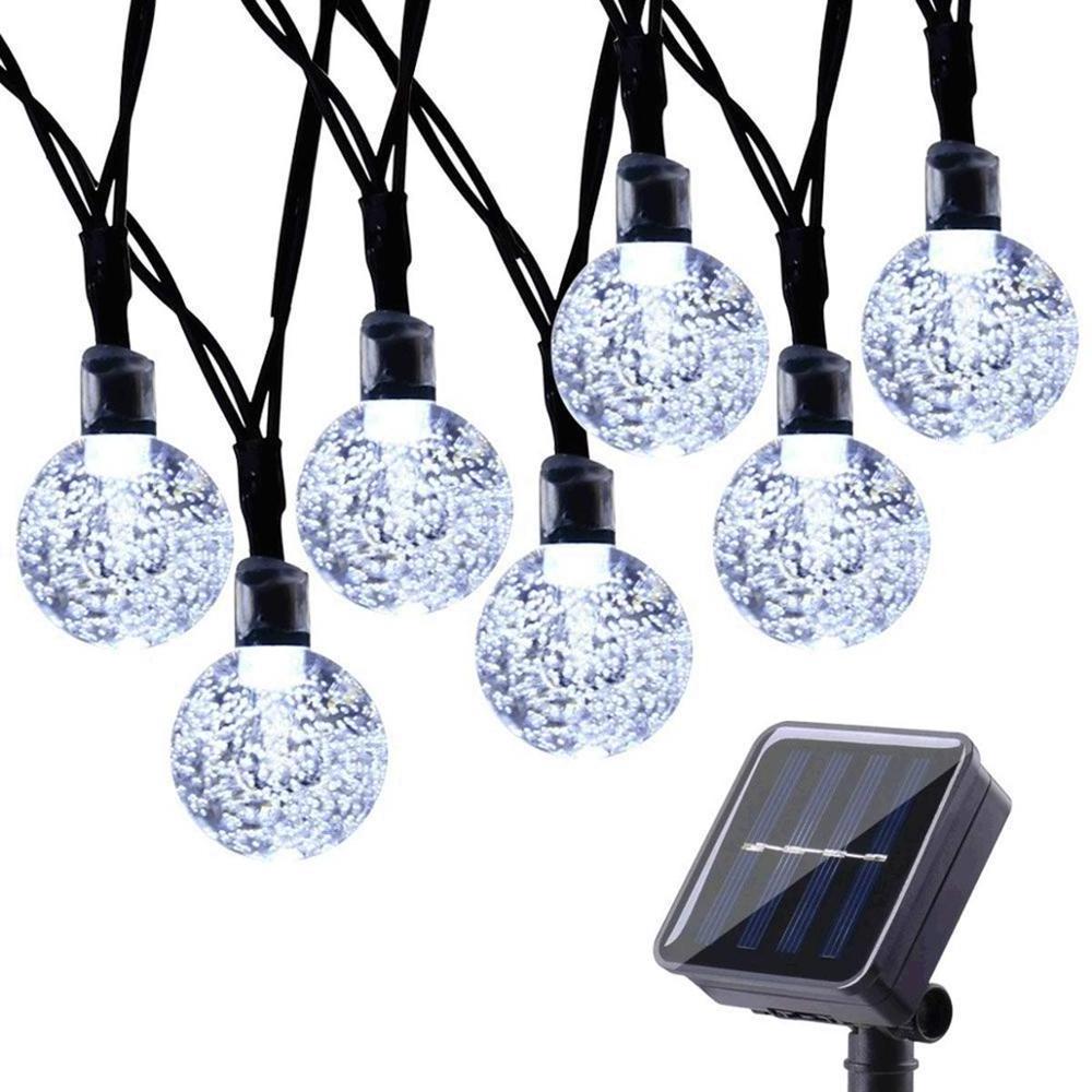 8 Lighting Modes Christmas Party Wedding Holiday Solar String Lights 30 LED 20ft Crystal Globe Lights