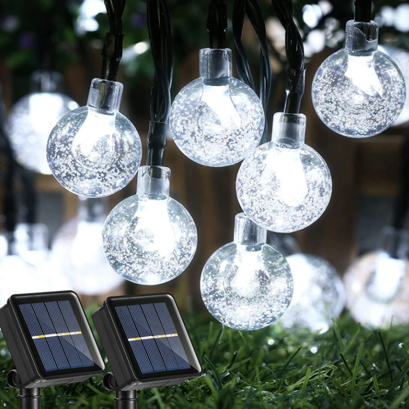 8 Lighting Modes Christmas Party Wedding Holiday Solar String Lights 30 LED 20ft Crystal Globe Lights