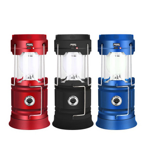 5803 Collapsible Portable USB Rechargeable Emergency Lights Power Bank LED Solar Camping Lantern