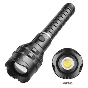 Waterproof Super Bright 26650 18650 Battery Powered Tactical Flashlight XHP160 LED Type C USB Rechargeable LED Flashlights