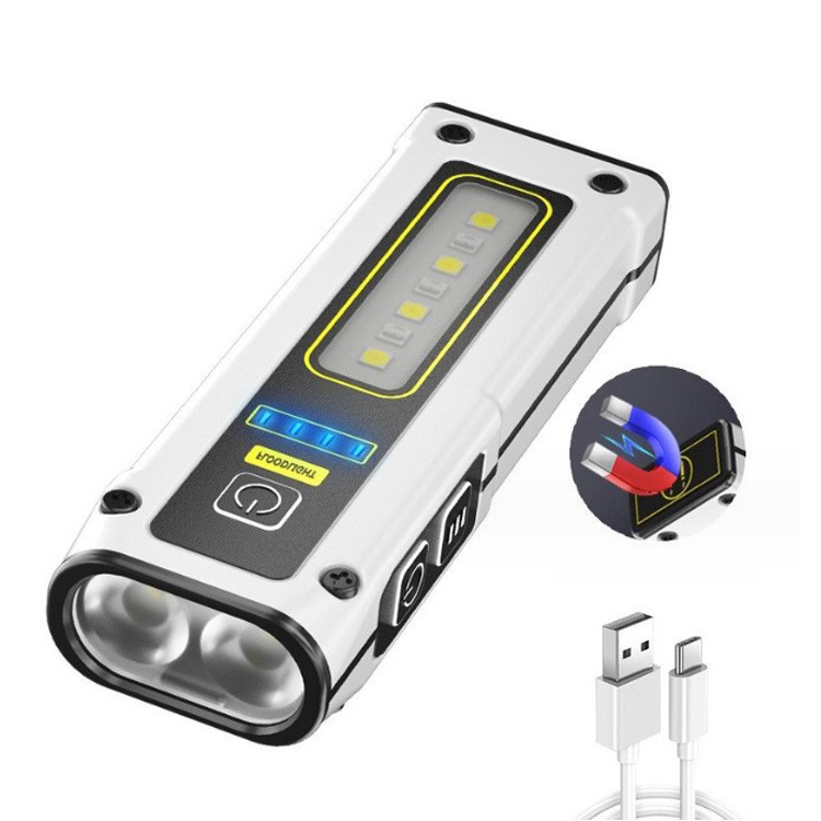 Magnetic Small Portable Powerful EDC Flashlight Waterproof USB C Rechargeable Pocket Mini LED Keychain Flashlight