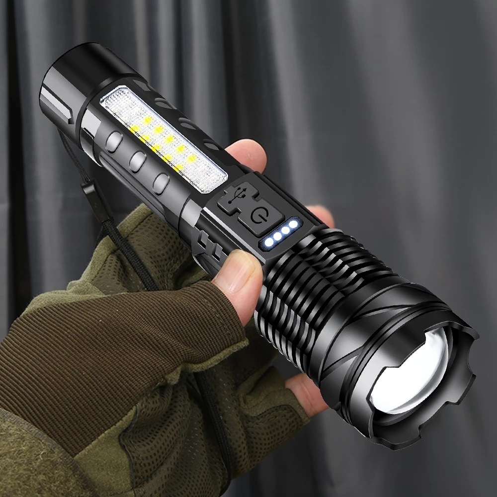 Powerful 2000 Lumens White Laser LED Flashlight 2600mAh Battery Work Light Focus Adjustable Rechargeable Hand Torch