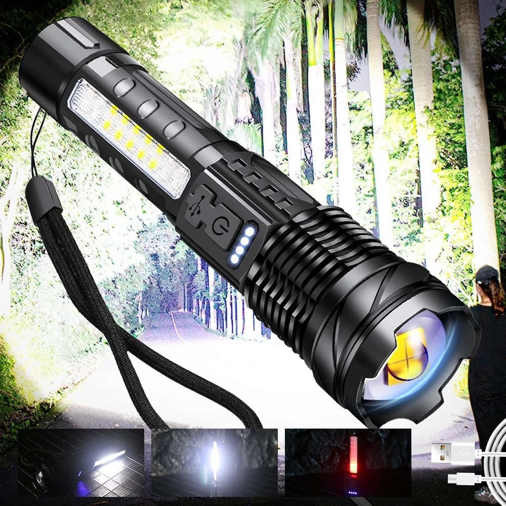 Powerful 2000 Lumens White Laser LED Flashlight 2600mAh Battery Work Light Focus Adjustable Rechargeable Hand Torch