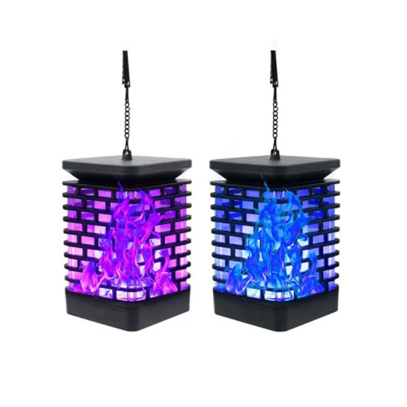 Outdoor Hanging Purple&Blue Colorful Solar Garden Lights 99 LEDs Dancing Flickering Flame Solar Lantern