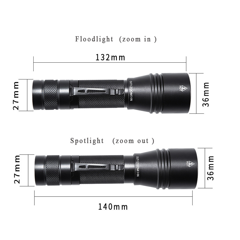 Super Bright Outdoor Emergency Aluminum 18650 XML T6 LED Flashlight USB Rechargeable Flashlight