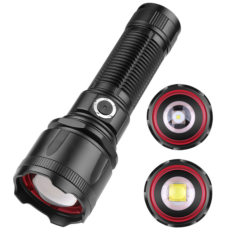 Waterproof 5 Work Modes Super Bright Metal Button Type C USB Rechargeable White Laser XHP160 LED Tactical Flashlights