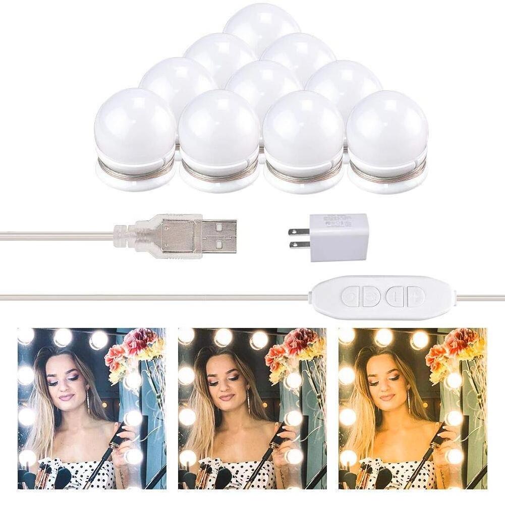 DIY Hollywood Style Makeup Lights 10 Large Dimmable Light Bulbs Stick on LED Bathroom Vanity Mirror Lights