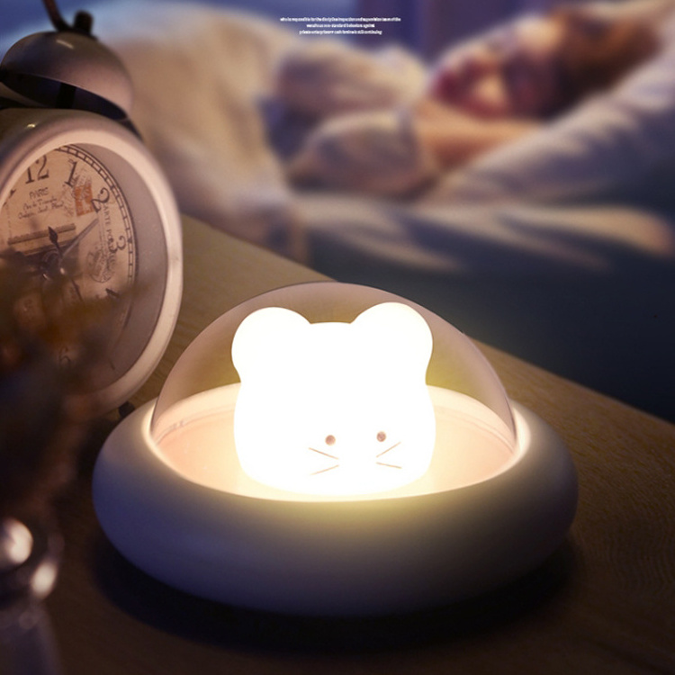 Red Blue Green USB Rechargeable Warm White Baby Light Cute Animal Night Light Space Mouse Silicone Nursery Pear Lamp