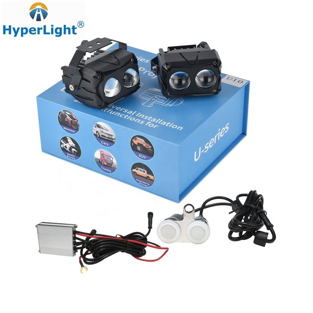 HyperLight Waterproof motorcycle lighting system U10 60W Motorcycle Front Led Fog Light Driving Lights 3000K 6000K spotlights