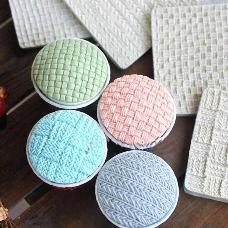 HY Sweater Pattern Texture Mold Fondant Impression Mat Sweater Texture Design Silicone Cake Decorating