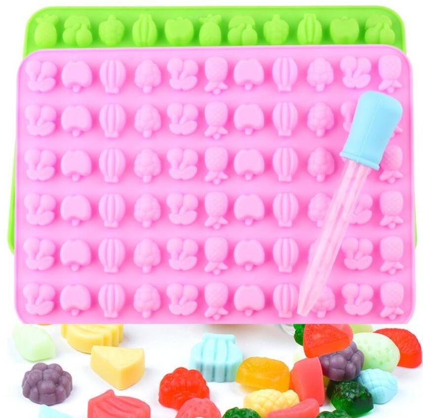 HY Silicone 66 Cavity Mini Fruit Gummy Candy Chocolate Mold