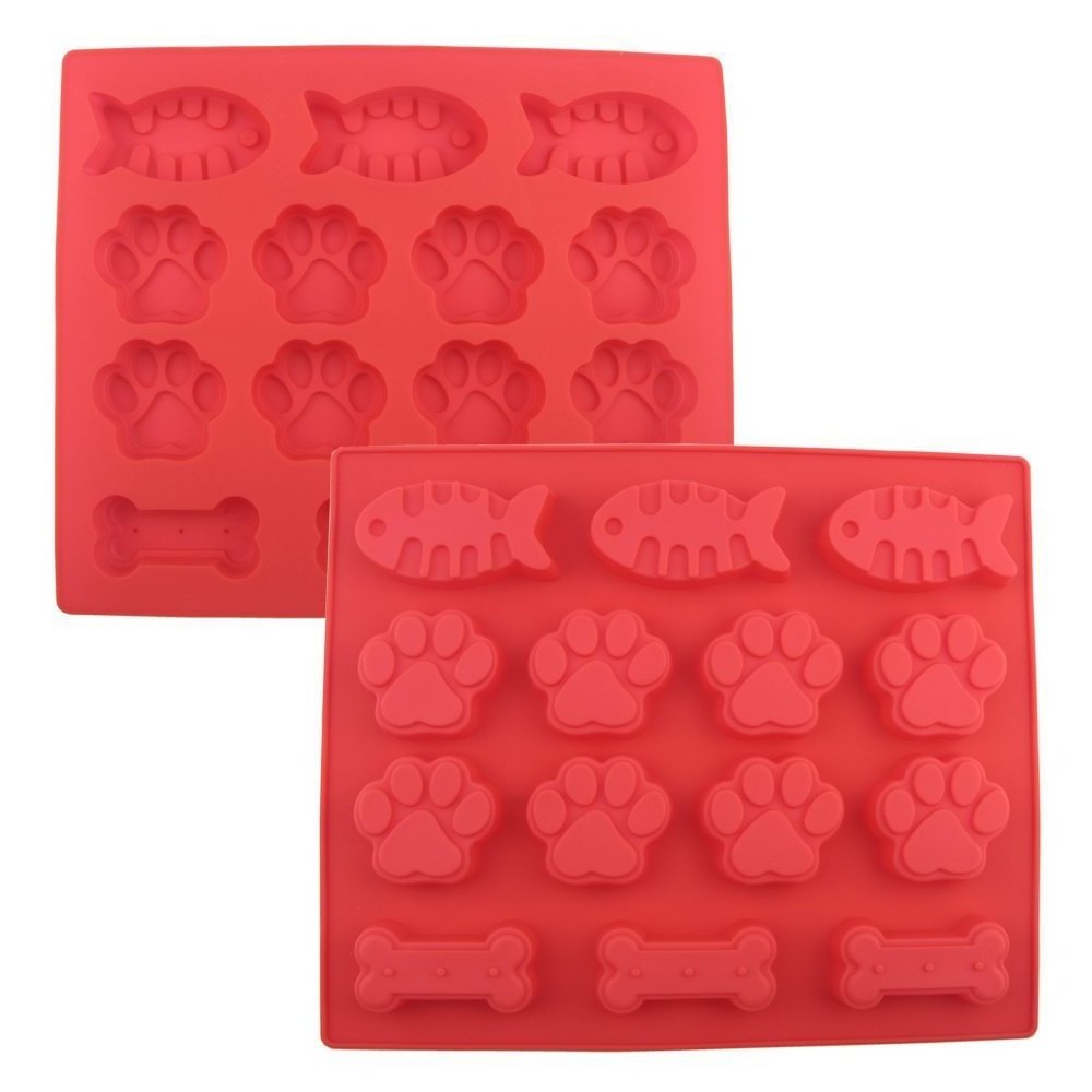 Paw and Bone Shaped Silicone Dog Treats Baking Molds for Kids, Pets, Dog-lovers Cookie Cutter