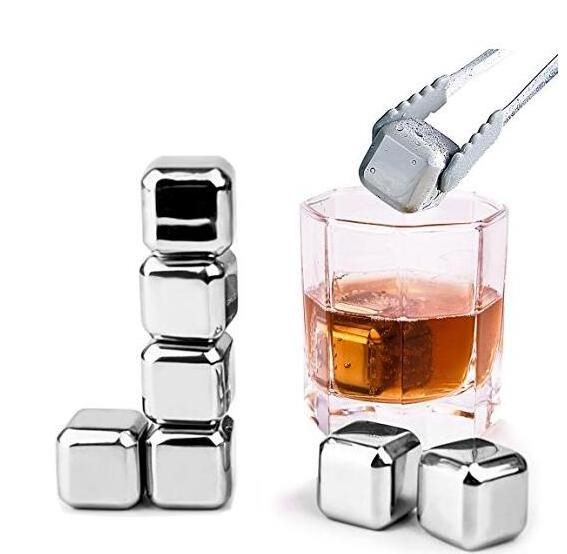 Whiskey Stones Ice Cubes Stainless Steel Ice Cubes Reusable Chilling Frozen Rocks