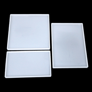 HY Crystal Epoxy Silicone Mold Large Size Rectangle Square Table Craft Plate Resin Mold Coaster Making Tools