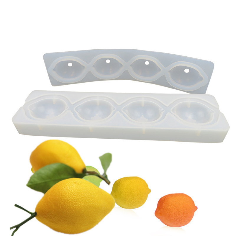 4Hole Vivid Lemon Fruit Cake Mold 3D Mousse Cake Moulds For Ice Creams Chocolates Pan Bakeware