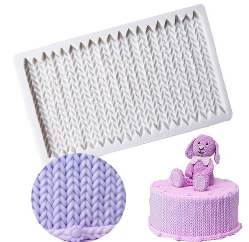 HY Sweater Pattern Texture Mold Fondant Impression Mat Sweater Texture Design Silicone Cake Decorating