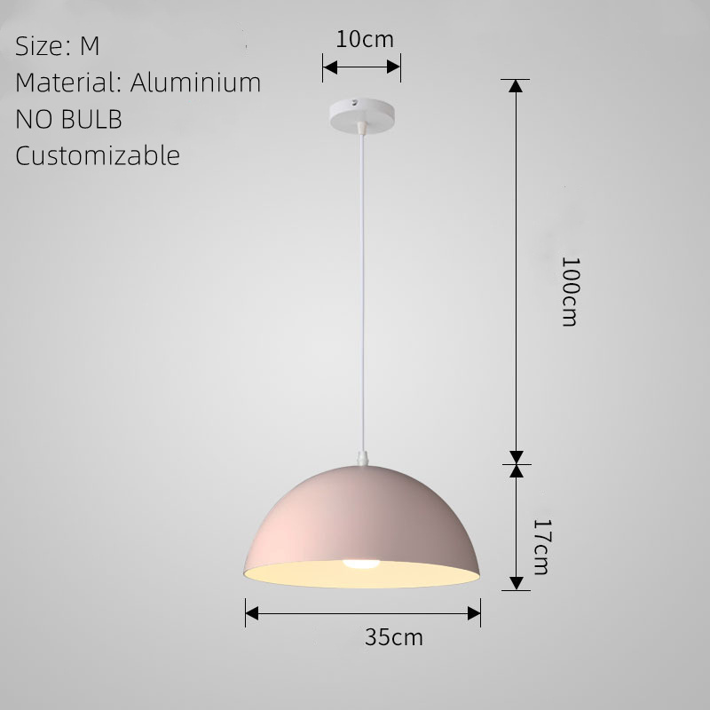 Oem Factory Aluminium Macarons Metal Semicircle Pendant Light Creative Single Head Pot Chandelier Lamp Shade Cover