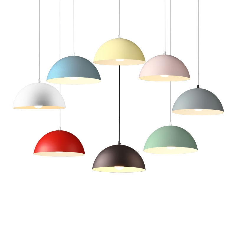 Oem Factory Aluminium Macarons Metal Semicircle Pendant Light Creative Single Head Pot Chandelier Lamp Shade Cover