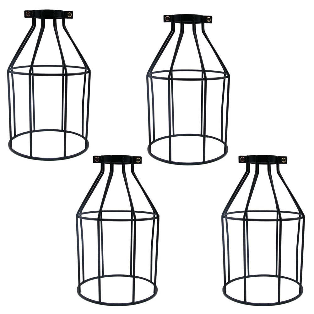 DIY Industrial Iron Black Metal Bulb Guard Industrial Vintage Pendant Lamp Cage Cover Lampshade