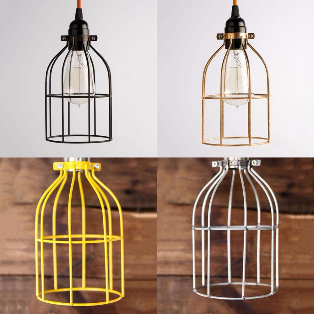 DIY Industrial Iron Black Metal Bulb Guard Industrial Vintage Pendant Lamp Cage Cover Lampshade