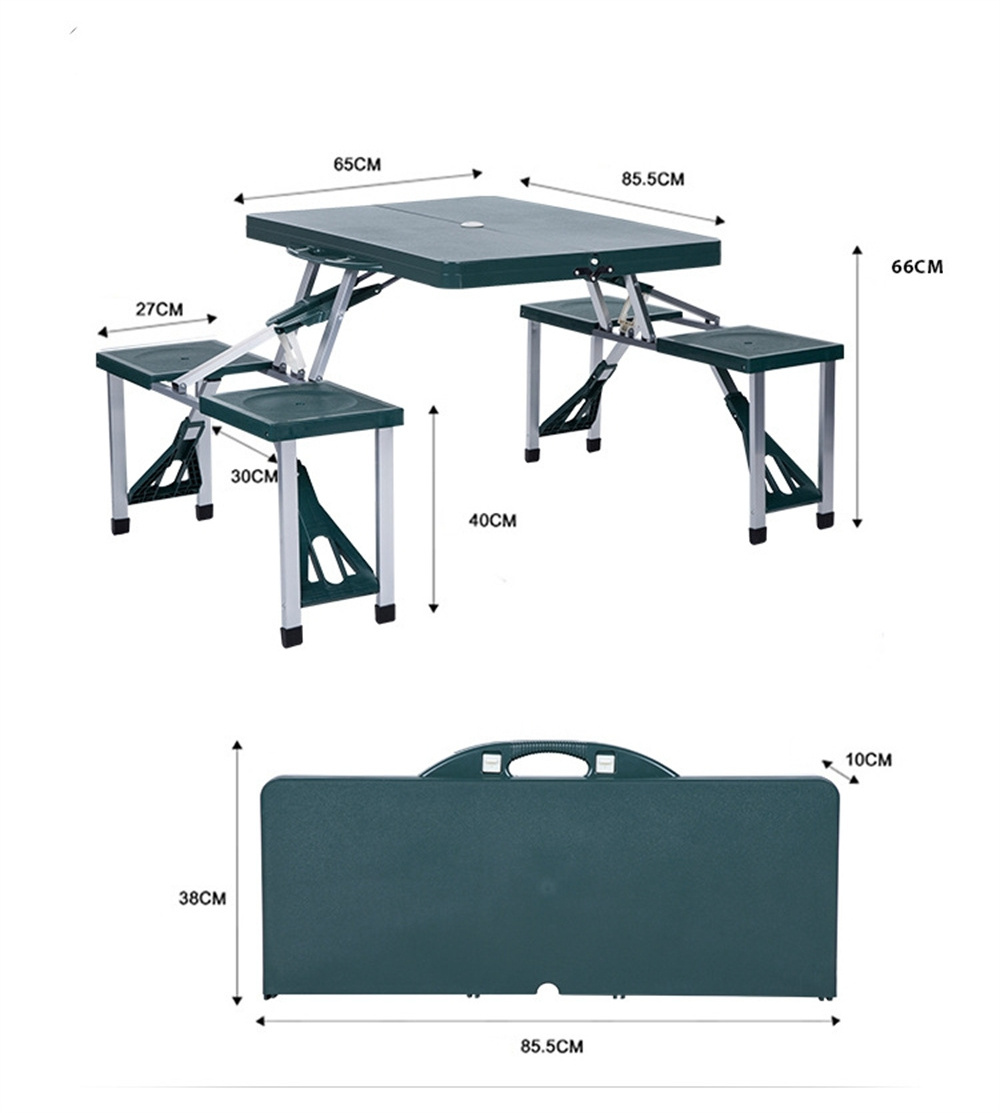 Oem Customized Outdoor Portable Light Wight Foldable Plastic Aluminum Picnic Camping Suitcase Folding Table With Chair Set