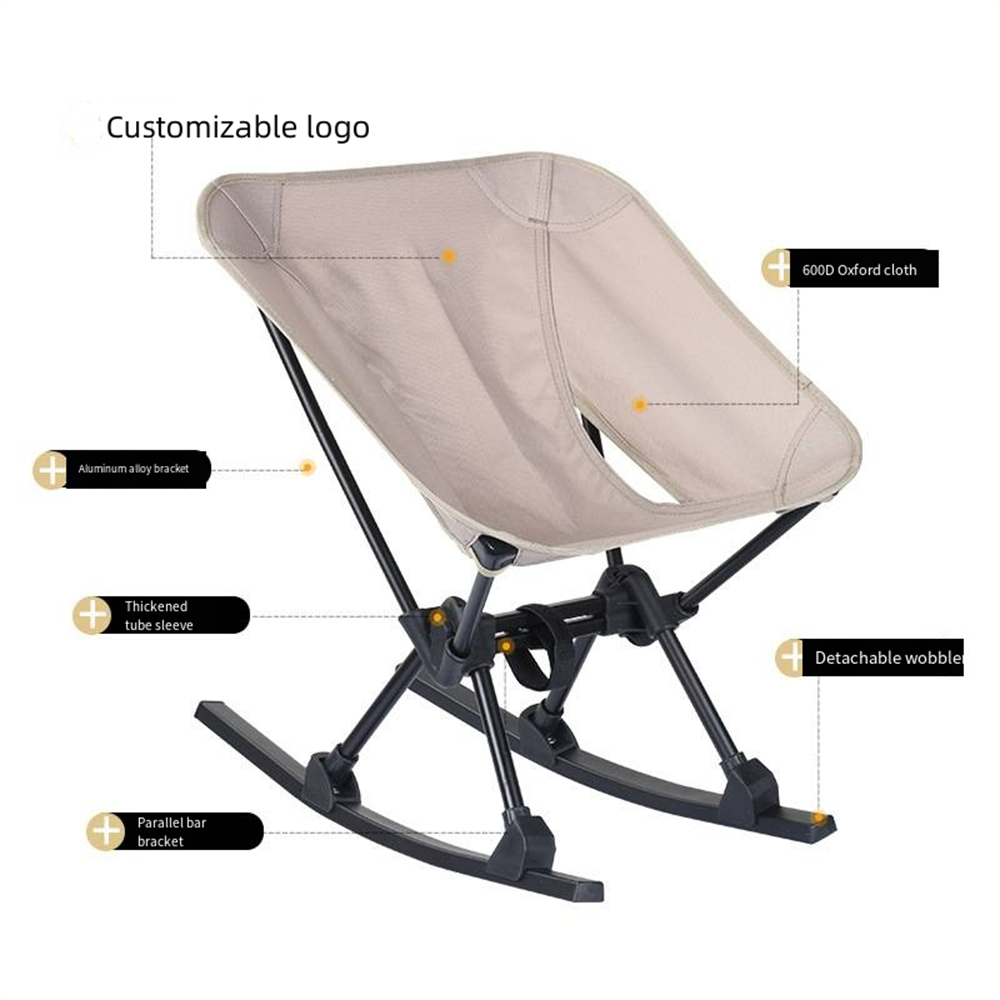 Custom Portable Ultralight Foldable Outdoor Small Aluminium Folding Kids Camping Rocking Moon Chair