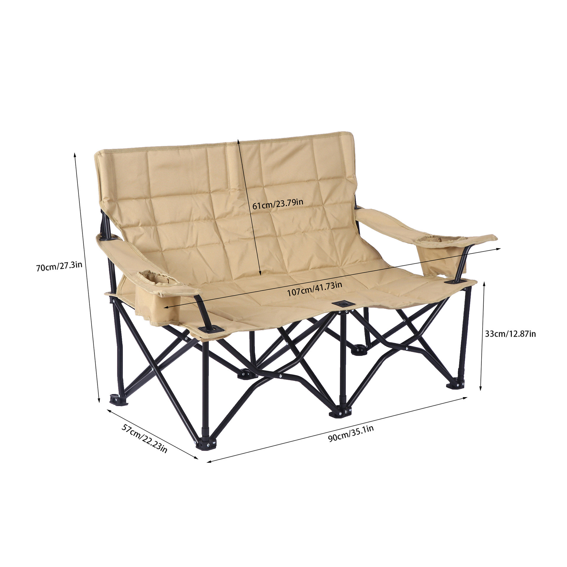 Custom Portable Ultralight Metal Large Size Beach Fishing Foldable Outdoor Double Camping Folding Chair With Handrail