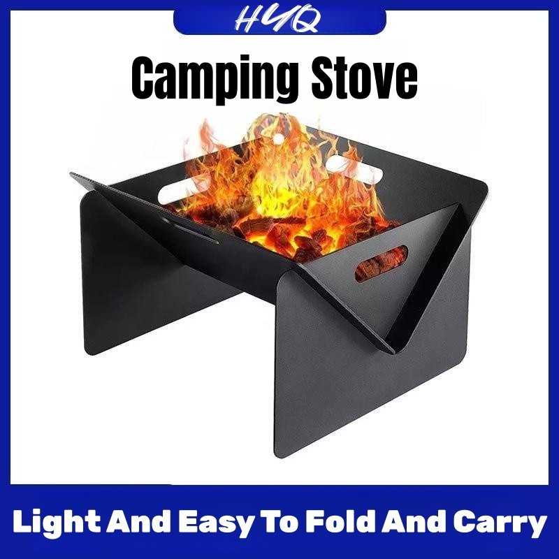 Outdoor Picnic Barbecue Camping Portable Metal Stove Backyard Wood Burning Folding Steel Fire Pit