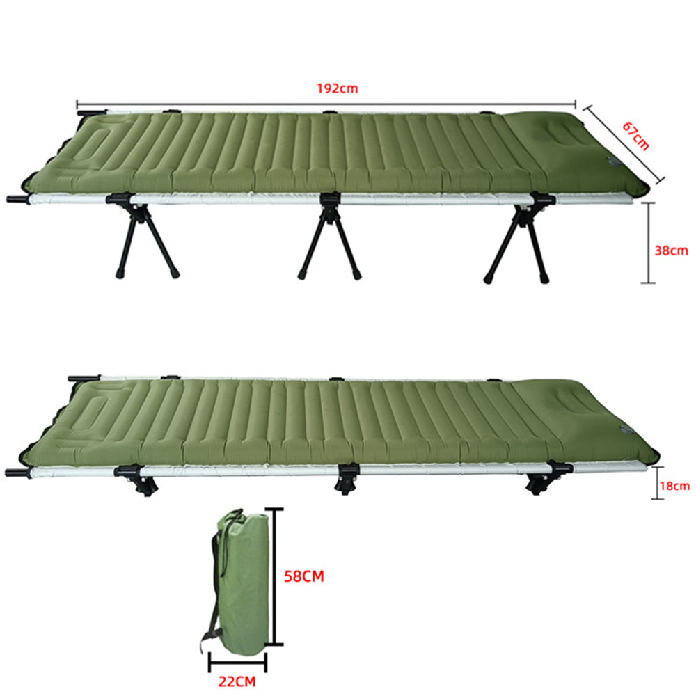 New Outdoor Air Inflatable Aluminum Frame Portable Trekker Camp Stretcher Bed Lightweight Adjustable Folding Camping Bed Cot