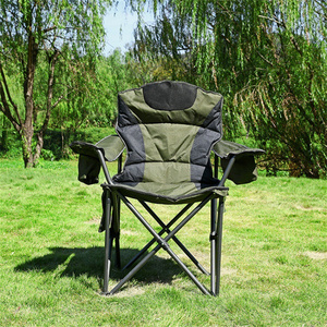 Custom Deluxe Padded Cotton Portable Metal Arm Foldable Outdoor Fishing Folding Camping Beach Chairs