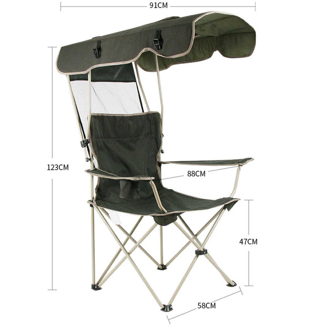 Hot Selling Iron Automatic Closing Beach Awning Fishing Folding Lying  Leisure Folding  Outdoor Camping Chair