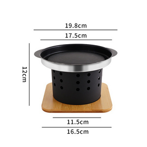 Camping Tabletop Alcohol Barbecue Stove Triple Bbq Grills Portable Outdoor Small Stainless Steel Barbecue Oven Roasting Pan