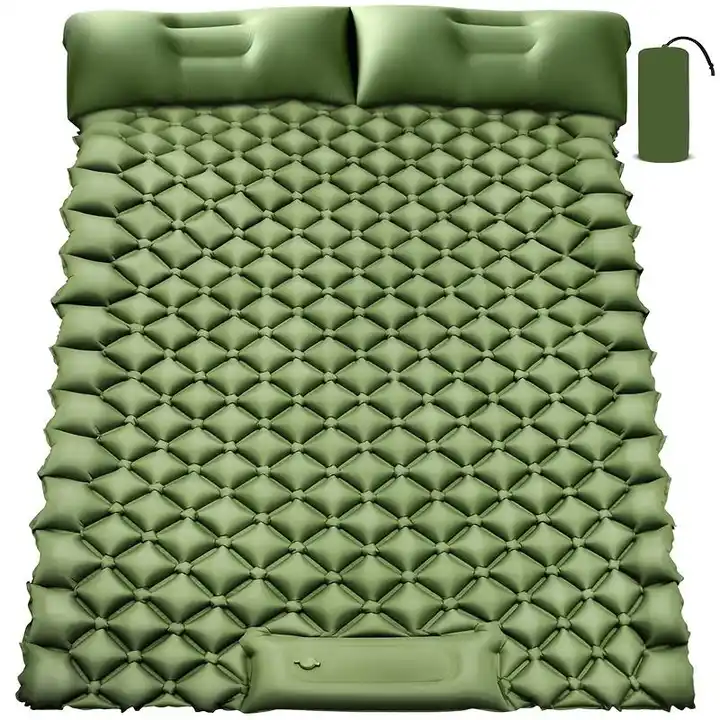 Outdoor Portable Lightweight Folding Inflatable Air Mattress, Double Camping Sleeping Pad Mat With Pillow