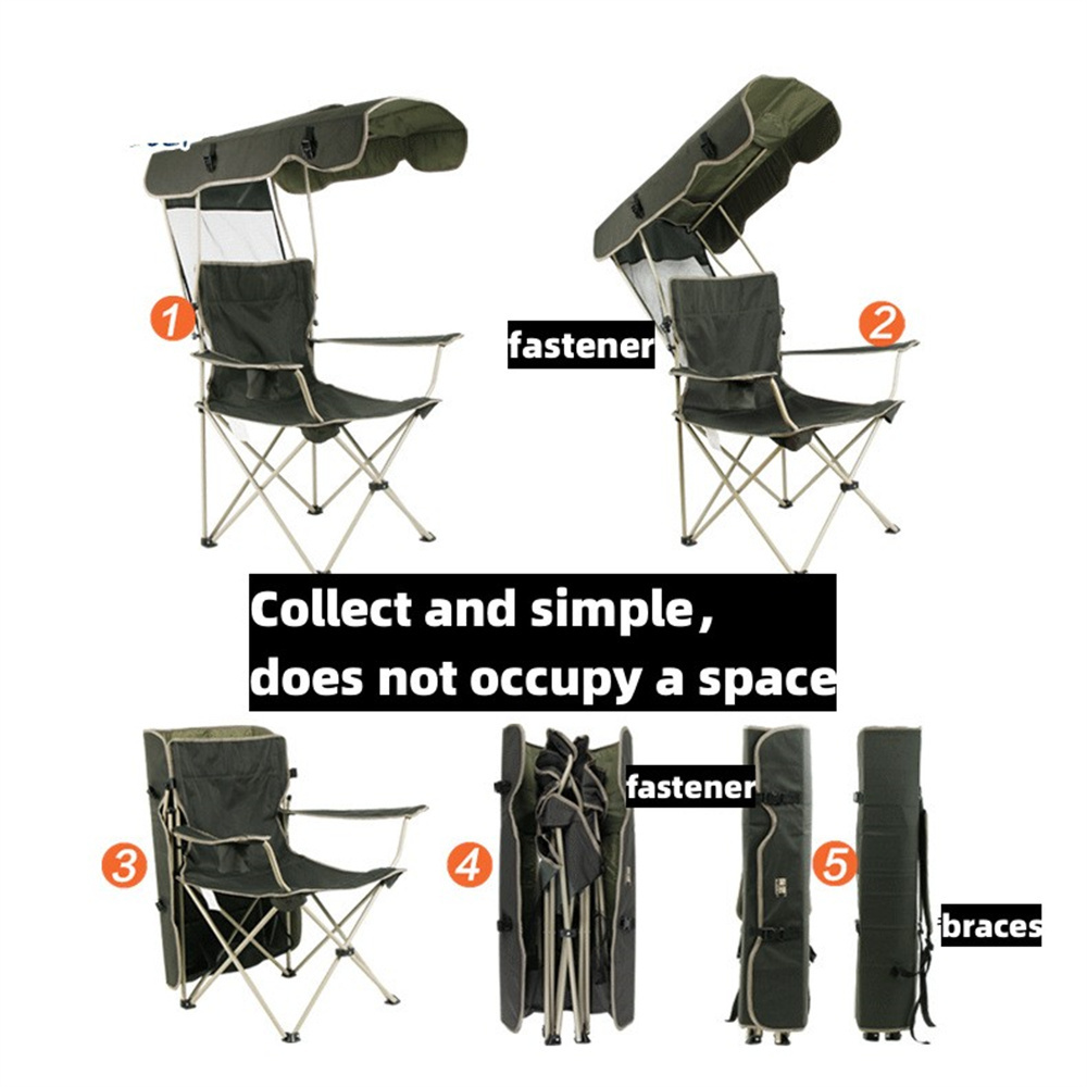 Hot Selling Iron Automatic Closing Beach Awning Fishing Folding Lying  Leisure Folding  Outdoor Camping Chair