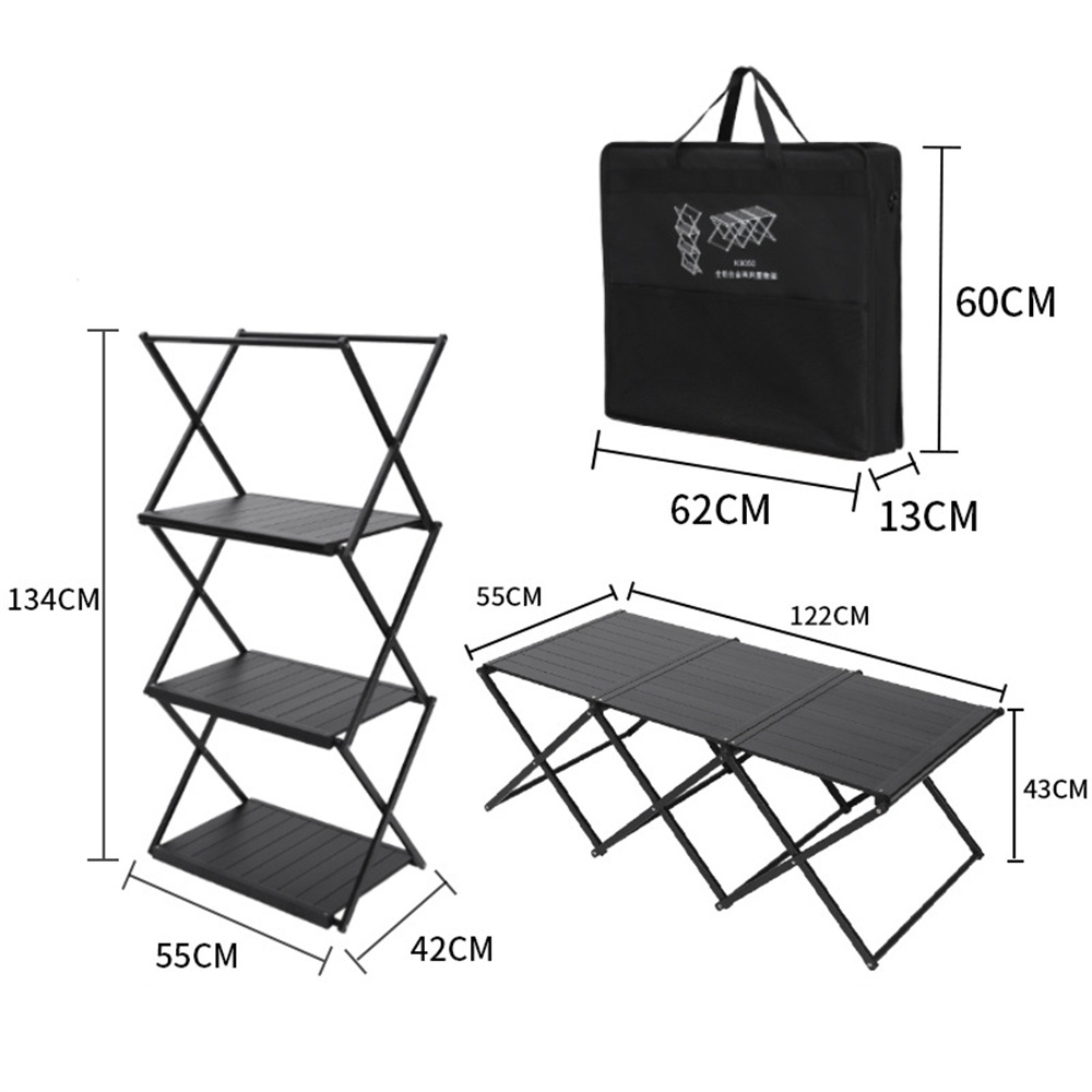 Oem Custom Outdoor Ultralight Multifunctional Foldable Hanging Rack Shelf Portable Aluminum Suitcase Folding Camping Table