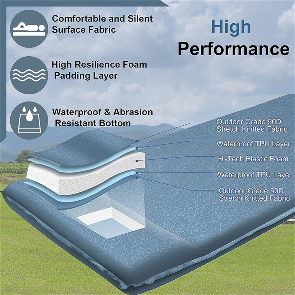 Oem Outdoor Folding Sponge Built-In Inflation Valve Thicken Auto Inflatable Air Bed Car Cushion Camping Sleeping Mat Pad