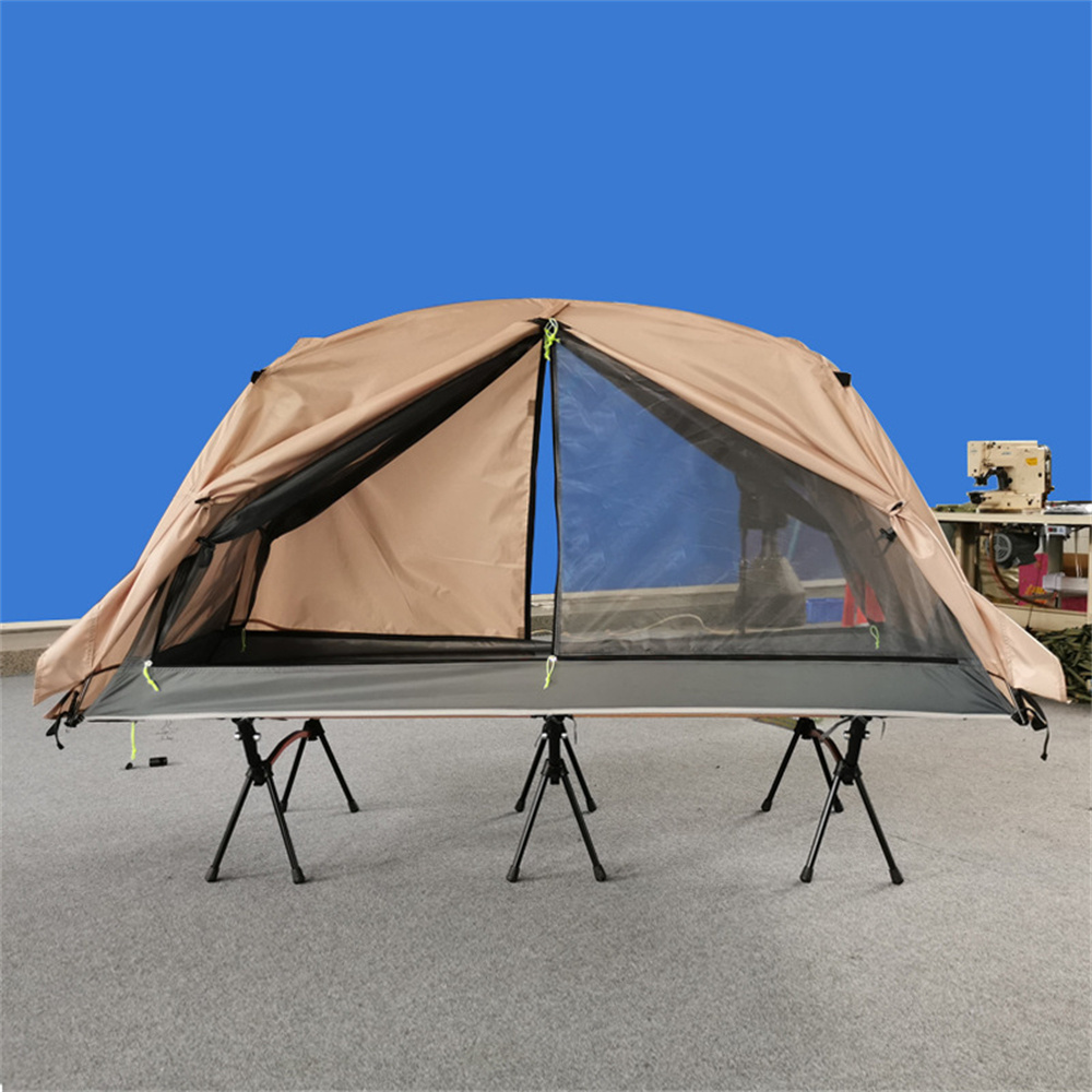 Custom Outdoor Multifunction Ultralight Portable Folding Waterproof Aluminium Alloy Frame Off Ground Tent Camping Bed Tent